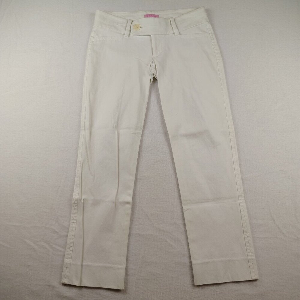 Lilly Pulitzer White Cropped Ankle Pants Size 0 Casual Low Rise - Picture 1 of 8